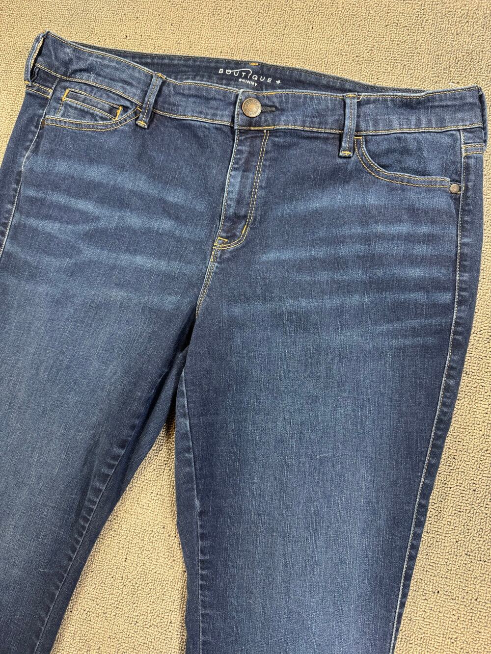 Boutique Women's 18W Skinny Jeans Dark Wash Blue Stretch Denim Mid Rise